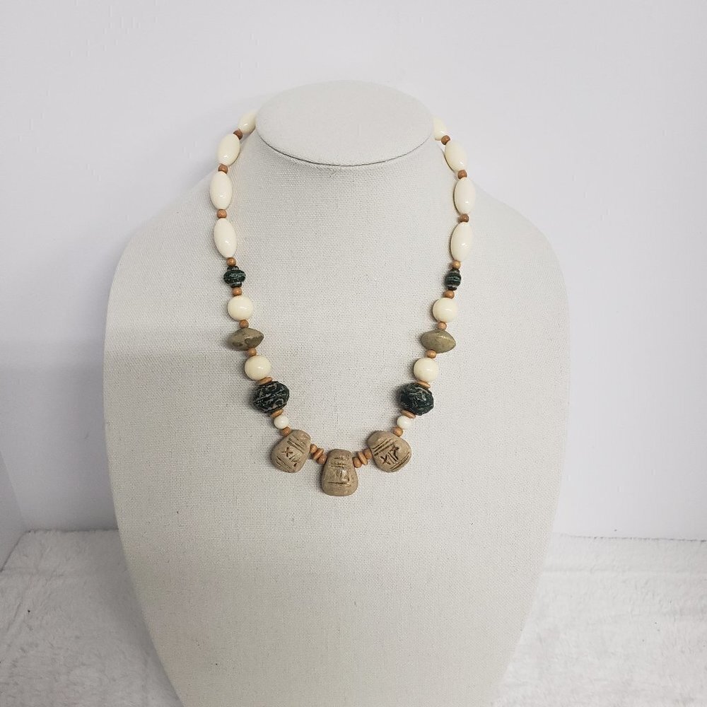 Unbranded Necklace "Runestone" Boho Wood Bead Casual Festival